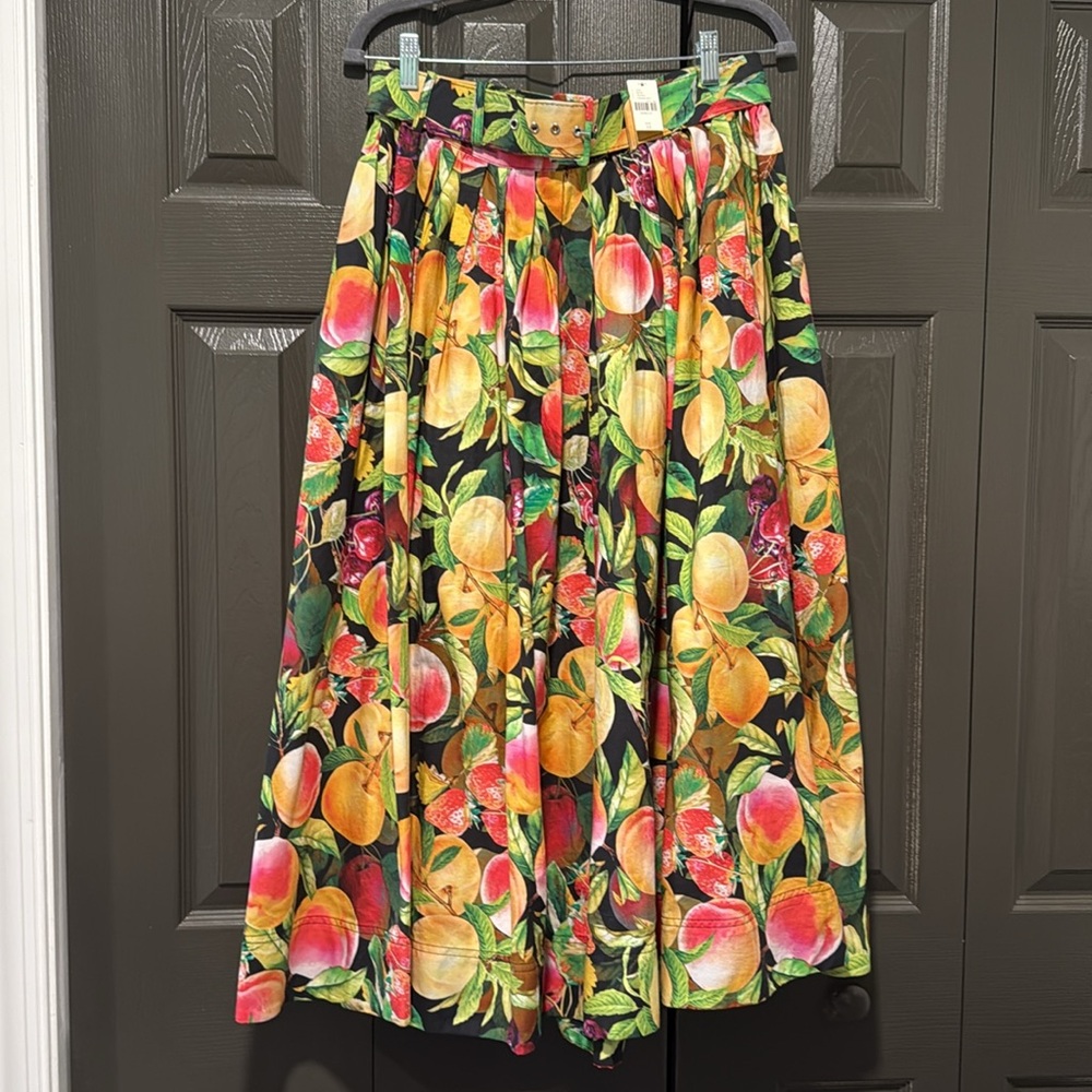 NWT Anthropologie Maeve Fruit Belted Maxi Skirt - Size 12 - Picture 6 of 8